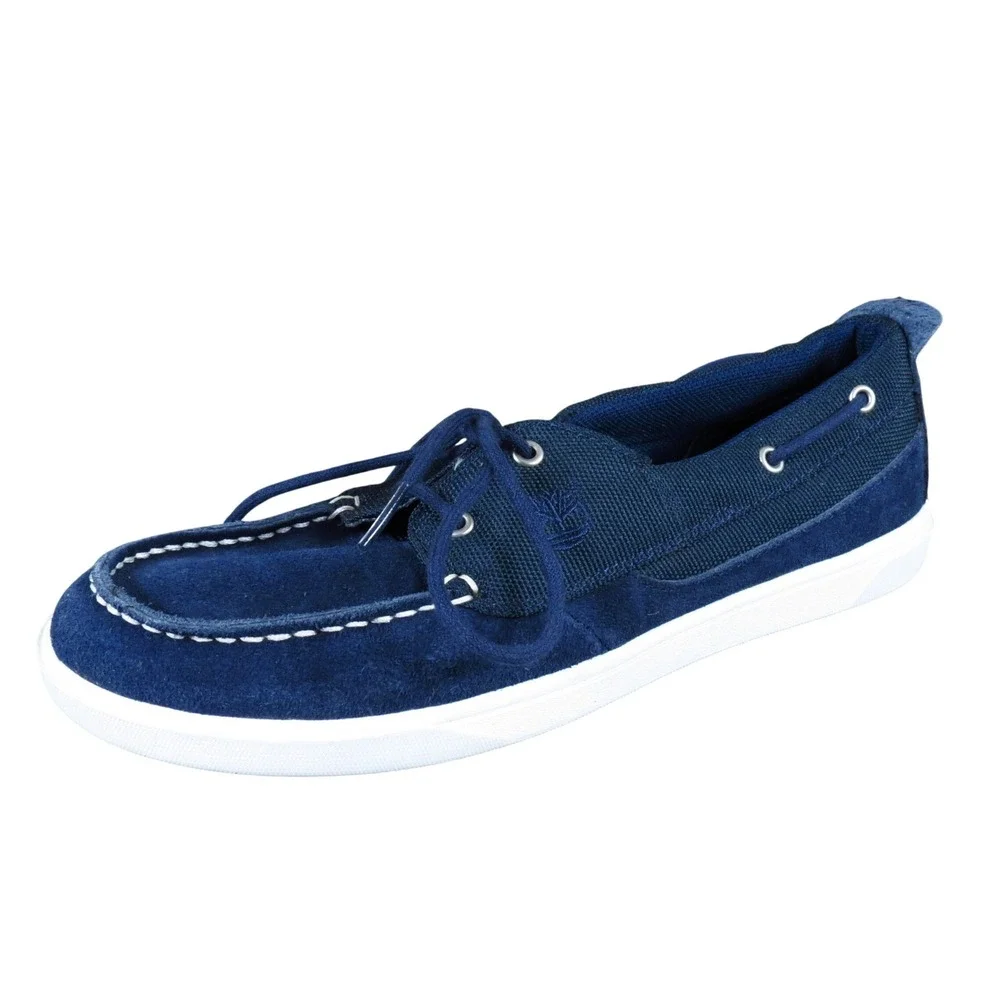 Timberland Earthkeepers Kids Boat Shoe Size 4.5 Casual‎ Navy Blue Suede Canvas